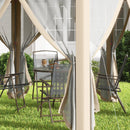Outsunny 3x4m Hexagon Gazebo w/ Mesh Curtains Outdoor Garden, Khaki