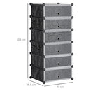 HOMCOM 6 Tier Shoe Rack Plastic Storage Cabinet Modular Shoe Tower Black