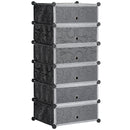 HOMCOM 6 Tier Shoe Rack Plastic Storage Cabinet Modular Shoe Tower Black
