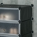 HOMCOM 6 Tier Shoe Rack Plastic Storage Cabinet Modular Shoe Tower Black