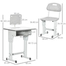 HOMCOM Kids Adjustable Desk and Chair Set - Grey
