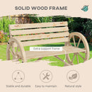 Outsunny 2 Seater Garden Bench w/ Wooden Cart Wagon Wheel Natural
