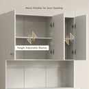 HOMCOM Freestanding Kitchen Cupboard, Storage Cabinet with Doors Cream White