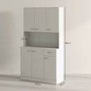HOMCOM Freestanding Kitchen Cupboard, Storage Cabinet with Doors Cream White