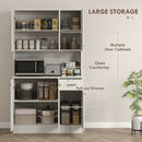 HOMCOM Freestanding Kitchen Cupboard, Storage Cabinet with Doors Cream White