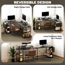 HOMCOM 168cm Reversible L Shaped Desk, 240cm Two Person Desk