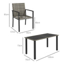 Outsunny Rattan Garden Furniture for 4, Dining Table and Chairs, Mixed Grey