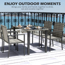 Outsunny Rattan Garden Furniture for 4, Dining Table and Chairs, Mixed Grey