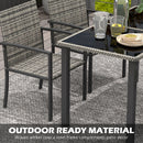 Outsunny Rattan Garden Furniture for 4, Dining Table and Chairs, Mixed Grey