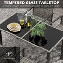 Outsunny Rattan Garden Furniture for 4, Dining Table and Chairs, Mixed Grey