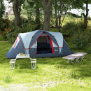 Outsunny Folding Camping Picnic Table with 4 Seats and Umbrella Hole, Grey