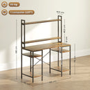 HOMCOM Computer Desk Home Office Desk with Monitor Stand