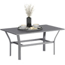 Outsunny Metal Garden Coffee Table with Slatted Tabletop, Dark Grey