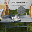 Outsunny Metal Garden Coffee Table with Slatted Tabletop, Dark Grey