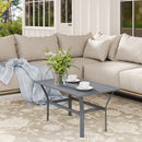 Outsunny Metal Garden Coffee Table with Slatted Tabletop, Dark Grey