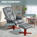 Recliner Chair with Footstool and Adjustable Backrest PU Armchair, Grey