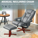 Recliner Chair with Footstool and Adjustable Backrest PU Armchair, Grey