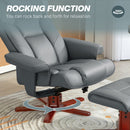 Recliner Chair with Footstool and Adjustable Backrest PU Armchair, Grey