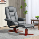 Recliner Chair with Footstool and Adjustable Backrest PU Armchair, Grey