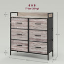 HOMCOM Bedroom Chest of Drawers 6 Drawer Dresser w/ Shelf, Grey Wood Effect