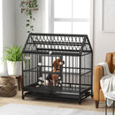 PawHut 48 Inch Heavy Duty Dog Crate On Wheels W/ Removable Tray, Openable Top
