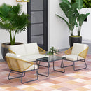 Outsunny 4 Piece Rattan Garden Furniture Set with Cushions, Natural