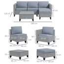 Outsunny 5 PCs Rattan Garden Furniture Set with Glass Coffee Table