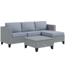 Outsunny 5 PCs Rattan Garden Furniture Set with Glass Coffee Table