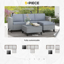 Outsunny 5 PCs Rattan Garden Furniture Set with Glass Coffee Table