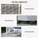 Outsunny 5 PCs Rattan Garden Furniture Set with Glass Coffee Table