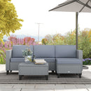 Outsunny 5 PCs Rattan Garden Furniture Set with Glass Coffee Table