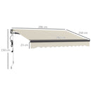Outsunny 3 x 2.5m Electric Retractable Awning w/ Aluminium Frame