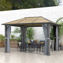 Outsunny 3 x 3.6m Hardtop Gazebo with Aluminium Frame and Curtains