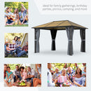 Outsunny 3 x 3.6m Hardtop Gazebo with Aluminium Frame and Curtains