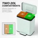 HOMCOM 2 X 20L Double Rubbish Bin, Pedal Bin With Soft-Close Lid