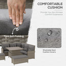 Outsunny 6 PCs Rattan Garden Furniture Sectional Corner Sofa, Light Grey