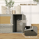PawHut Boho Style Cat Litter Box Enclosure with Rattan Door, Scratching Mat