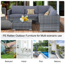 Outsunny Rattan Corner Sofa Set with Coffee Table - Grey