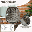 Outsunny Foldable Egg Chair with Cushions, Indoor Outdoor Swivel Lounger, Sand