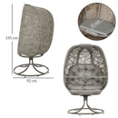 Outsunny Foldable Egg Chair with Cushions, Indoor Outdoor Swivel Lounger, Sand