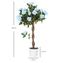 Outsunny Set of 2 90cm Artificial Rose Tree, Fake Decorative Plant