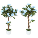 Outsunny Set of 2 90cm Artificial Rose Tree, Fake Decorative Plant