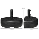 Outsunny Half Round Patio Umbrella Base for 3.8 cm or 4.8 cm Pole, Black