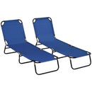 Outsunny Folding Sun Loungers Set of 2 with Adjustable Backrest