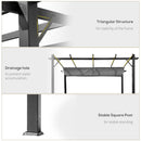 Outsunny 3x3(m) Pergola Gazebo Sun Shade Shelter Aluminium Garden Canopy, Grey