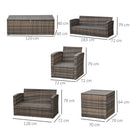 Outsunny Rattan Sofa Set Furniture with Storage - Brown