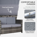 Outsunny Rattan Sofa 2 Seater - Grey