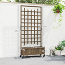 Outsunny Wooden Trellis Planter, Raised Garden Bed with Wheels and Bed Liner
