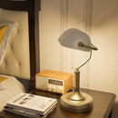 HOMCOM Banker's Table Lamp w/ Antique Bronze Tone Base, White