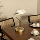 HOMCOM Banker's Table Lamp w/ Antique Bronze Tone Base, White
